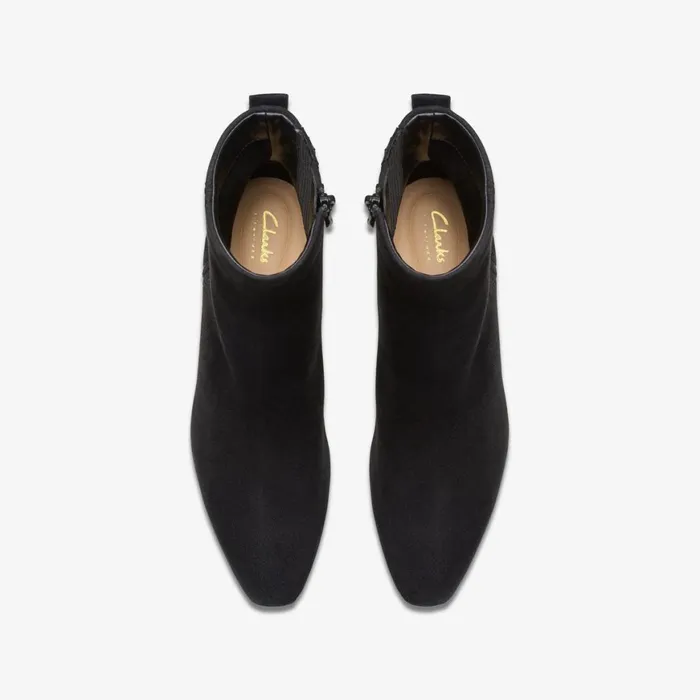 Women Edina Up Black Suede Clarks Boots and Booties
