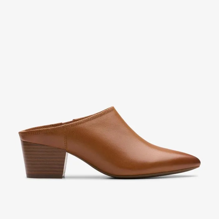 Women Ellanie Pace Tan Leather Clarks Heels and Pumps