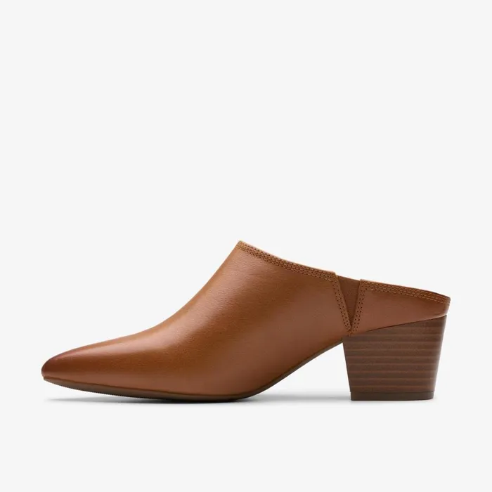 Women Ellanie Pace Tan Leather Clarks Heels and Pumps