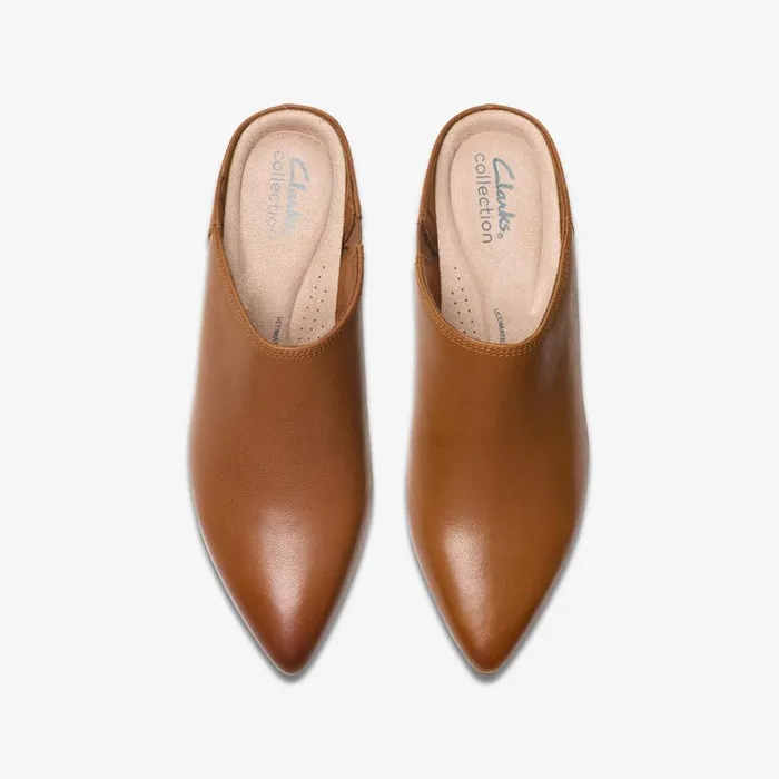 Women Ellanie Pace Tan Leather Clarks Heels and Pumps