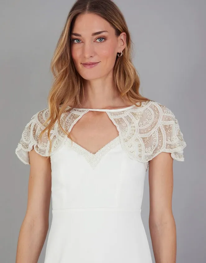 Women Embellished Bridal Shoulder Cape Ivory Monsoon Scarves