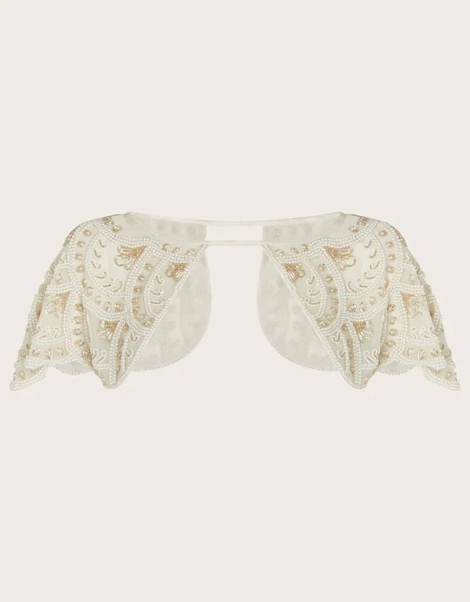 Women Embellished Bridal Shoulder Cape Ivory Monsoon Scarves