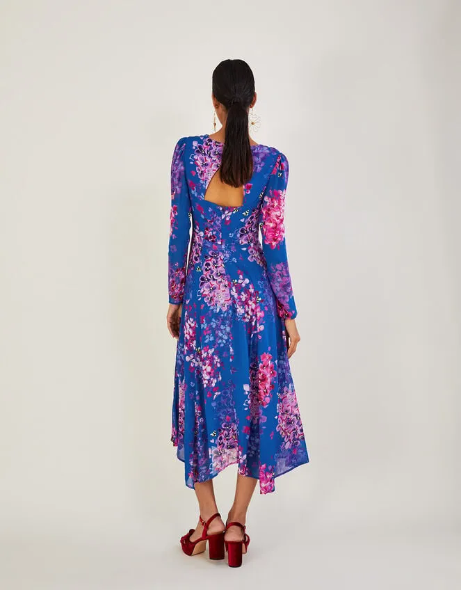 Women Evanah Floral Hanky Hem Dress In Sustainable Viscose Blue Monsoon Occasionwear
