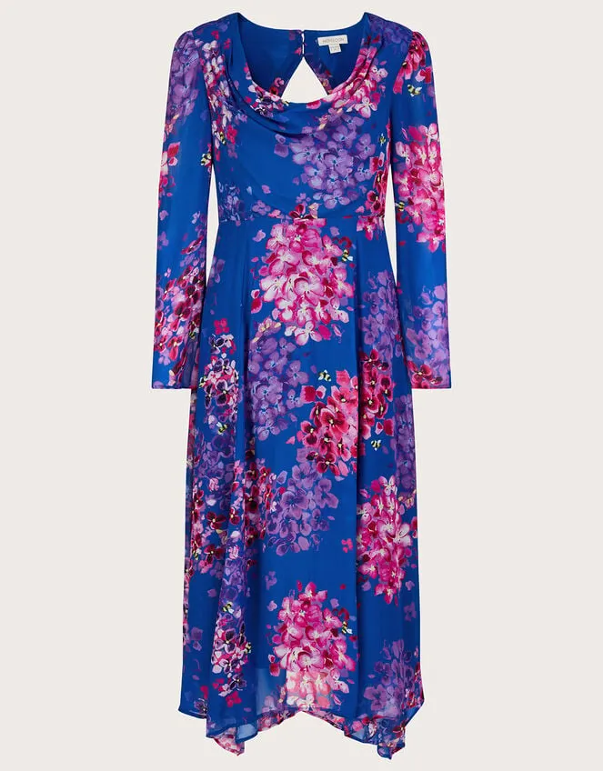Women Evanah Floral Hanky Hem Dress In Sustainable Viscose Blue Monsoon Occasionwear