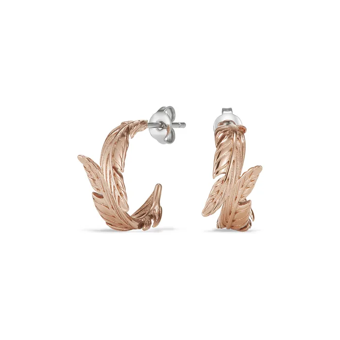 Women Feather Rose Gold Plated Hoop Earrings Earrings Olivia Burton