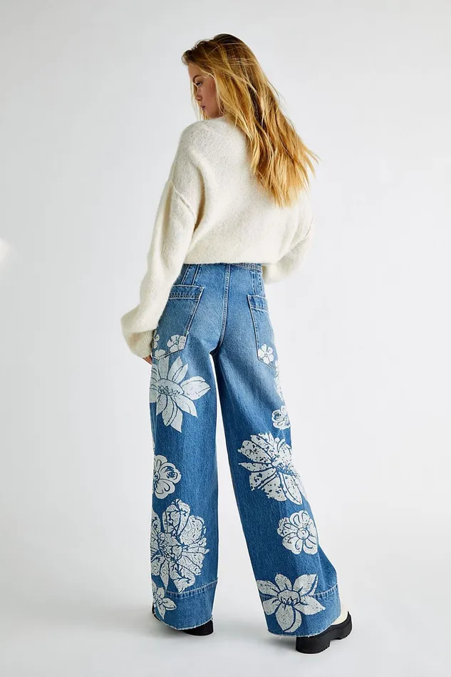 Women Flare Jeans Free People Talia Trouser Flare Jeans Mid Blue