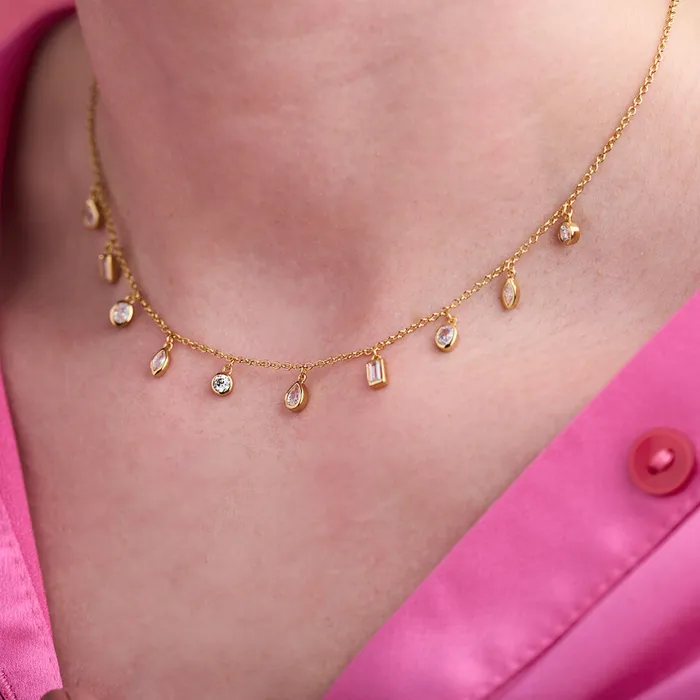 Women Gold Crystal Charm Necklace Necklaces Olivia Burton