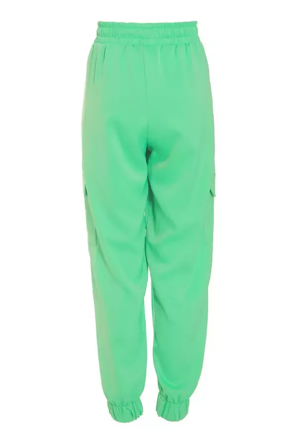 Women Green Satin Cargo Trousers Quiz Clothing Trousers