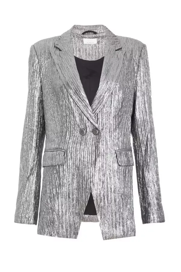 Women Grey Metallic Blazer Quiz Clothing CoOrds