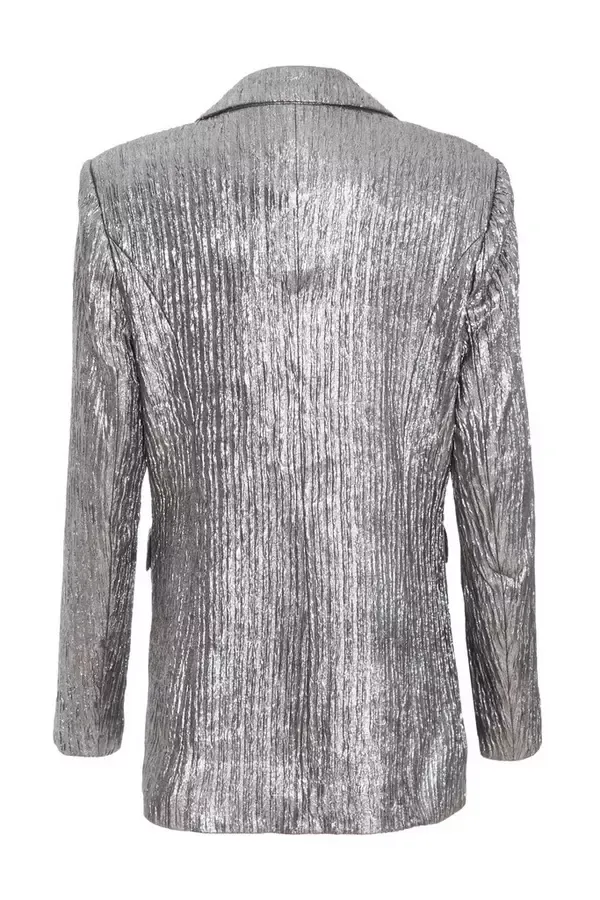Women Grey Metallic Blazer Quiz Clothing CoOrds