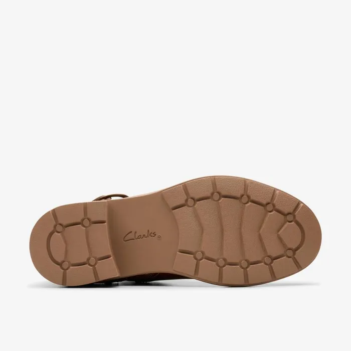 Women Hearth Kaylie Tan Leather Clarks Boots and Booties