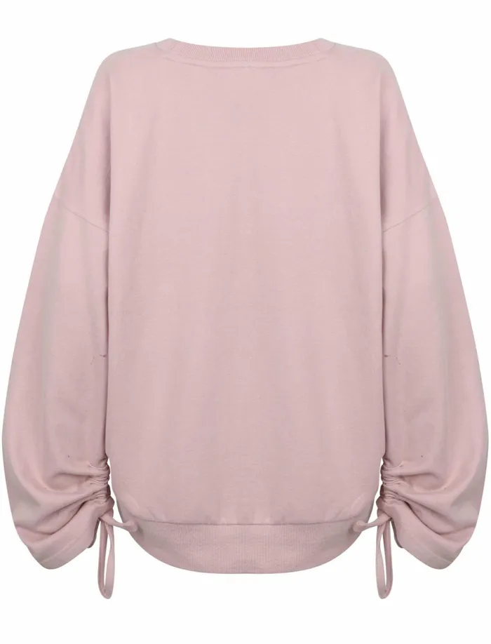 Women Hoodies and Sweatshirts Tokyo Laundry Azalea Oversized Sweatshirt With Boucle Motif In Peach Whip Amara Reya Cream