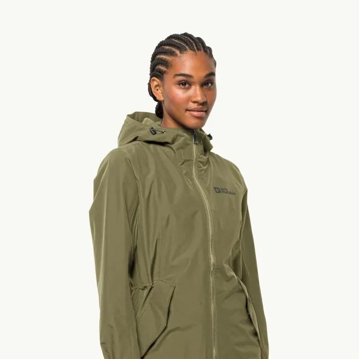 Women Jack Wolfskin Coats and Parkas DAKAR PARKA W 8211 Bay Leaf XS Womens Raincoat
