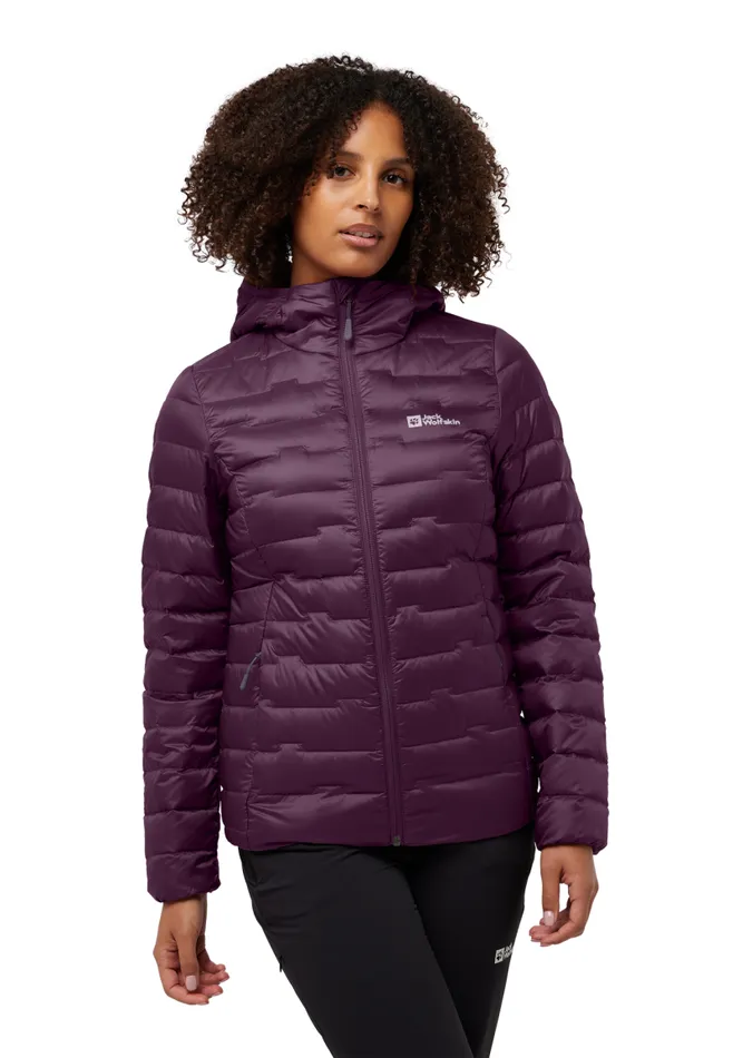 Women Jack Wolfskin Down Jackets PASSAMANI DOWN HOODY W RDS Midnight Plum XS Womens Down Jacket