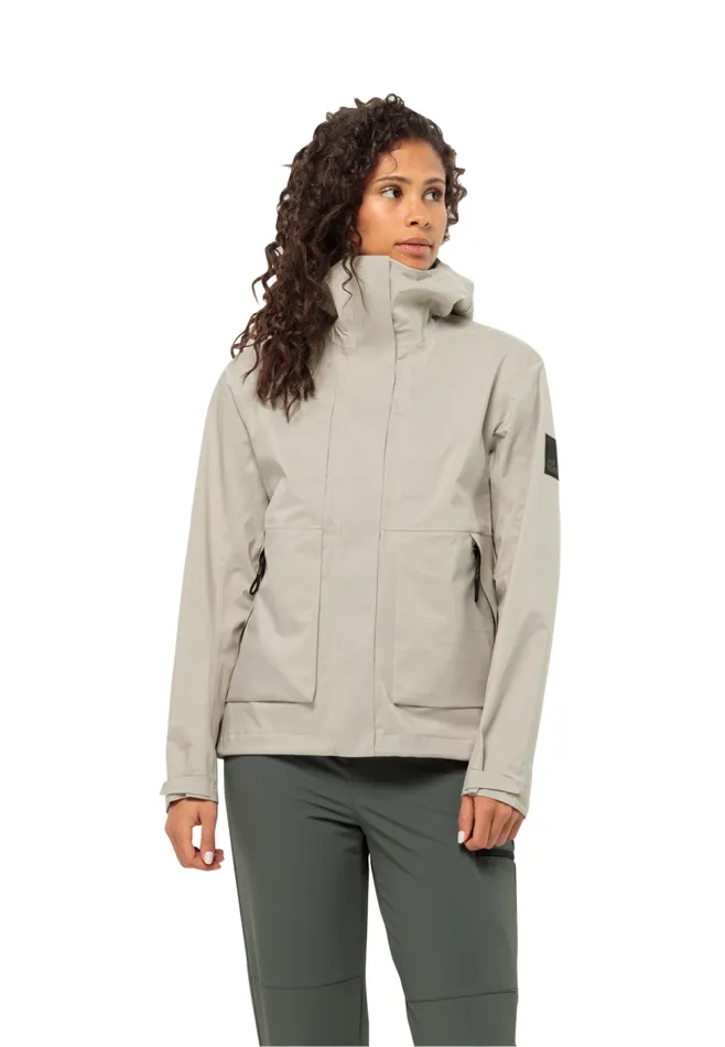 Women Jack Wolfskin Rain Jackets WANDERMOOD 3L JKT W 8211 Dusty Grey S Hardshell Rain Jacket Women Women Jack Wolfskin Rain Jackets WANDERMOOD 3L JKT W 8211 Dusty Grey S Hardshell Rain Jacket Women