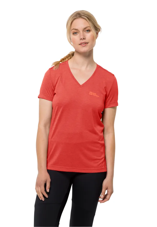 Women Jack Wolfskin Tshirts and Long Sleeves CROSSTRAIL T WOMEN 8211 Tango Orange S Womens Functional Shirt