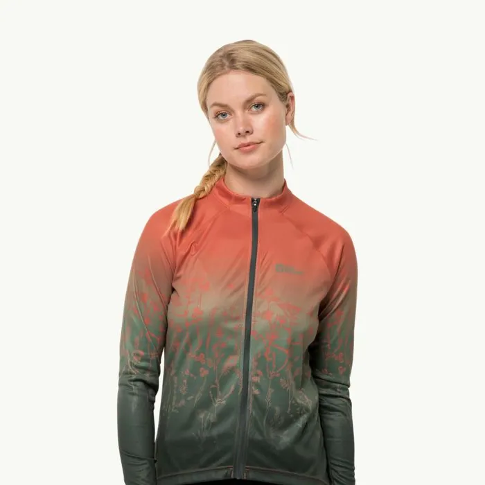 Women Jack Wolfskin Tshirts and Long Sleeves MOROBBIA FZ LS PRINT W 8211 Guave 51 XL