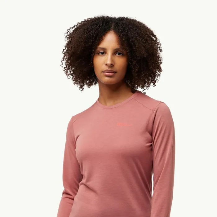 Women Jack Wolfskin Tshirts and Long Sleeves VONNAN LS T W 8211 Mineral Red M Womens Longsleeved Functional Shirt