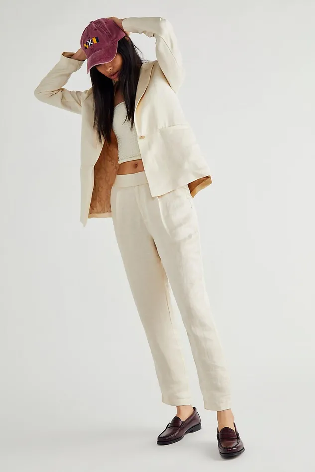 Women Jackets Free People Scotch and Soda Linen Suit Ecru