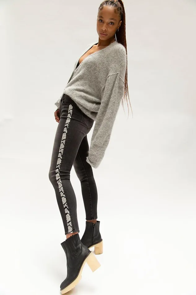 Women Jeans Free People Driftwood Jackie Jeans Snake Stripe