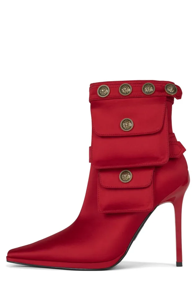 Women Jeffrey Campbell Ankle To Mid STASHED Red Satin