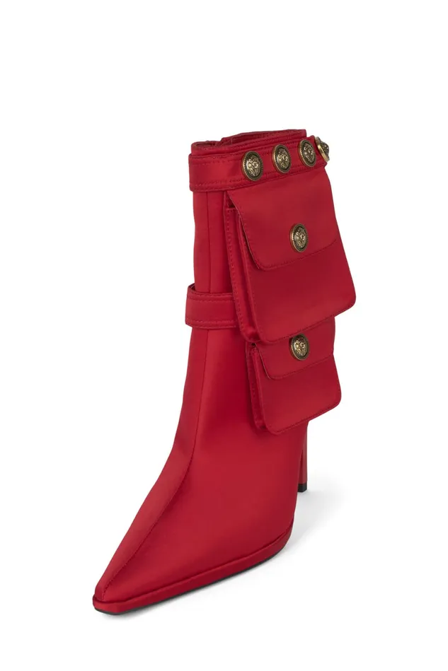 Women Jeffrey Campbell Ankle To Mid STASHED Red Satin