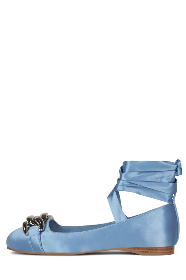 Women Jeffrey Campbell Ballet Flats ONEGIN Light Blue Satin