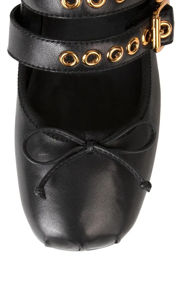 Women Jeffrey Campbell Ballet Flats RINA White Gingham Black Patent