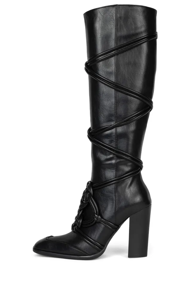 Women Jeffrey Campbell Knee To Thigh THELOOT Black Shiny