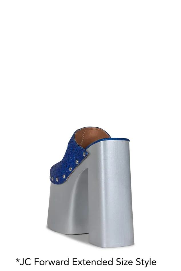 Women Jeffrey Campbell Sandal ROCKNROLLN Blue Glitter Silver
