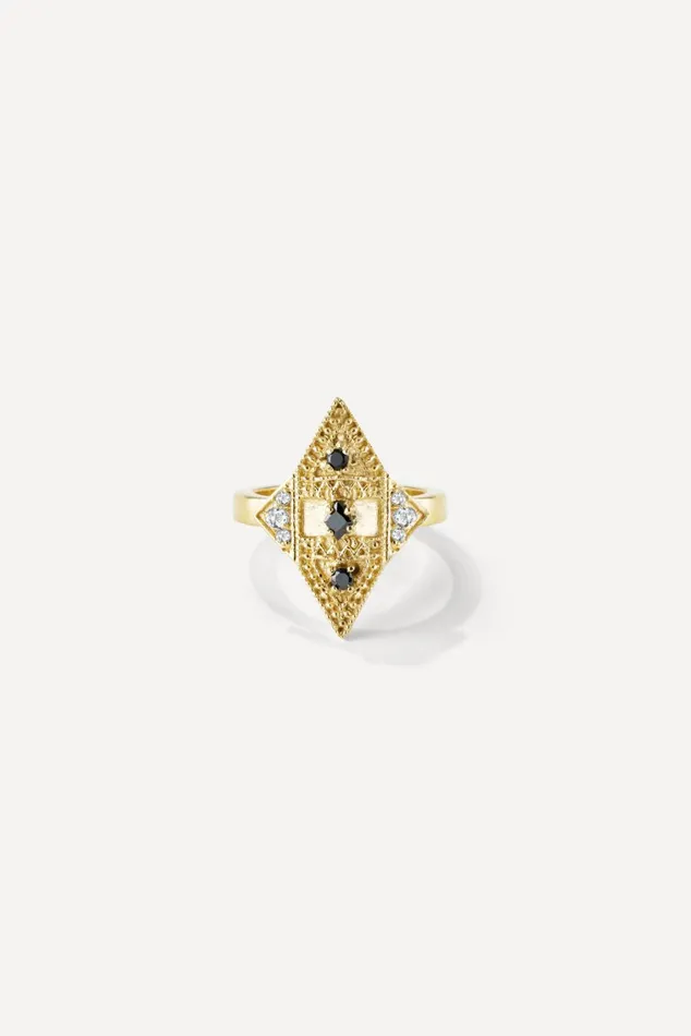 Women Jewelry Baandsh Onyx Silver Ring Teluga Gold