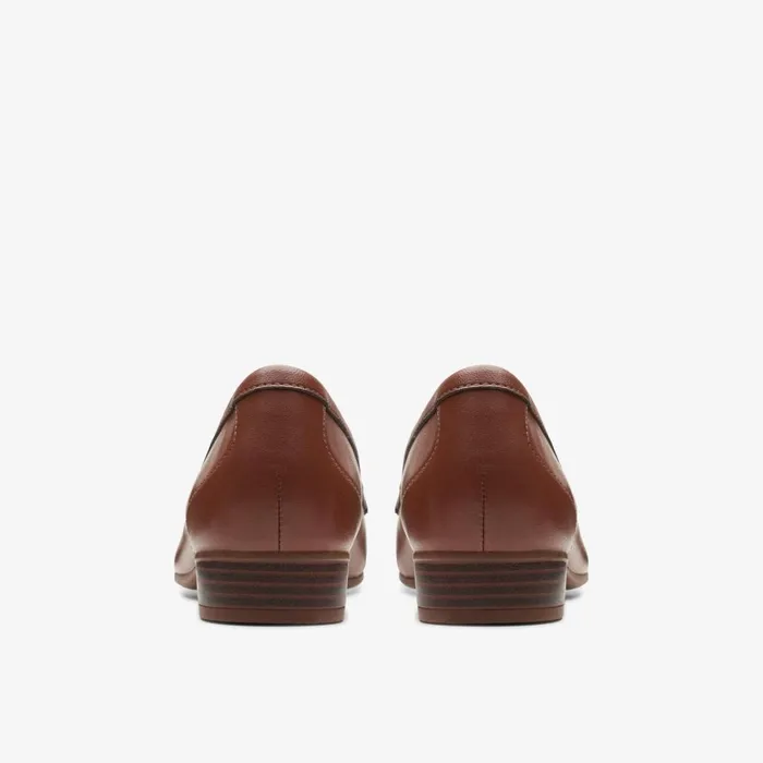 Women Juliet Shine Tan Leather Clarks Loafers and Oxfords