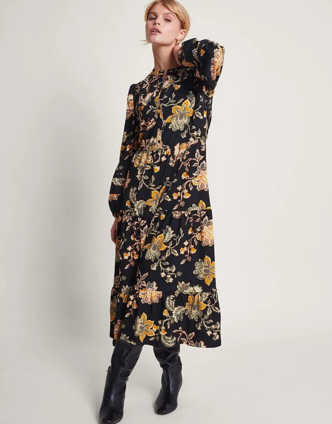 Women Juliet Shirt Print Dress Black Monsoon Dresses