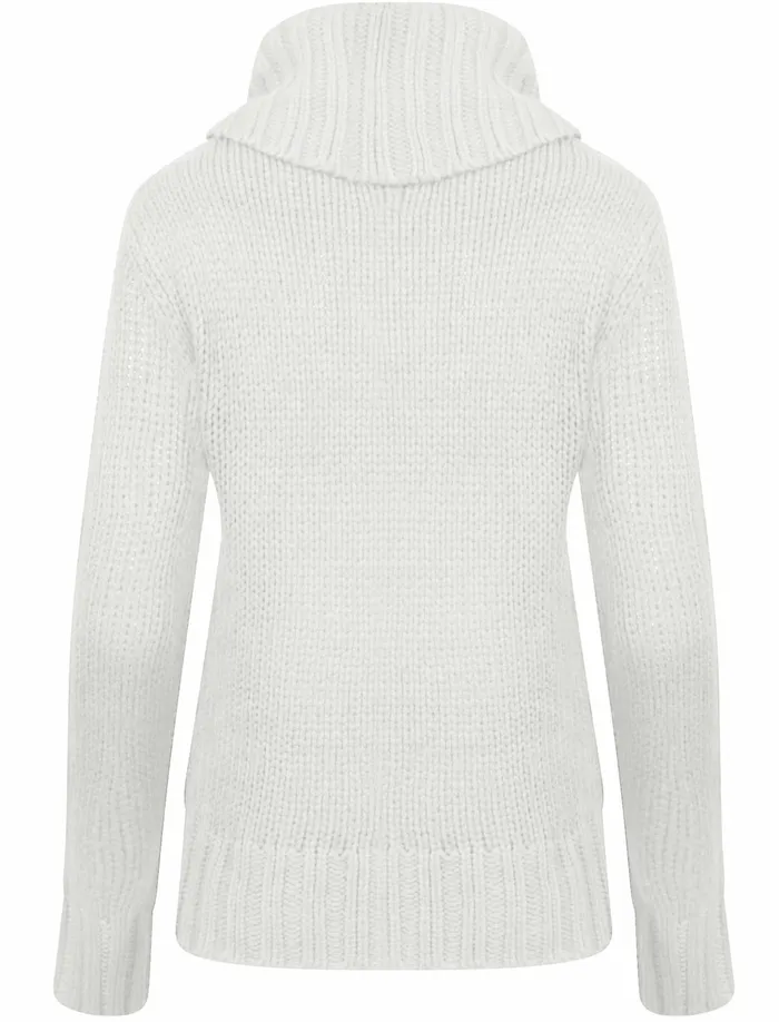 Women Jumpers and Cardigans Tokyo Laundry Drama Roll Neck Chunky Knit Jumper In Optic White 8211 Amara Reya White
