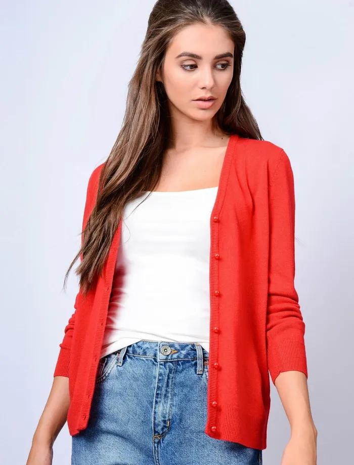 Women Jumpers and Cardigans Tokyo Laundry Monet V Neck Button Up Cardigan In Pillar Box Red 8211 Plum Tree Red Women Jumpers and Cardigans Tokyo Laundry Monet V Neck Button Up Cardigan In Pillar Box Red 8211 Plum Tree Red