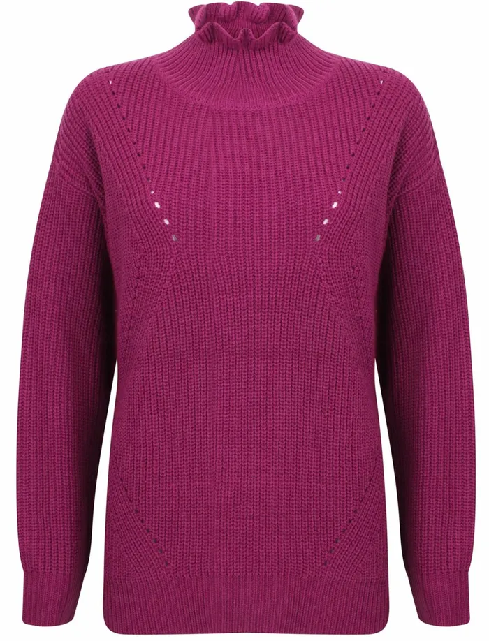 Women Jumpers and Cardigans Tokyo Laundry Sasha Ruffle Neck Pointelle Knit Jumper In Fushia Pink 8211 Tokyo Laundry Pink Women Jumpers and Cardigans Tokyo Laundry Sasha Ruffle Neck Pointelle Knit Jumper In Fushia Pink 8211 Tokyo Laundry Pink