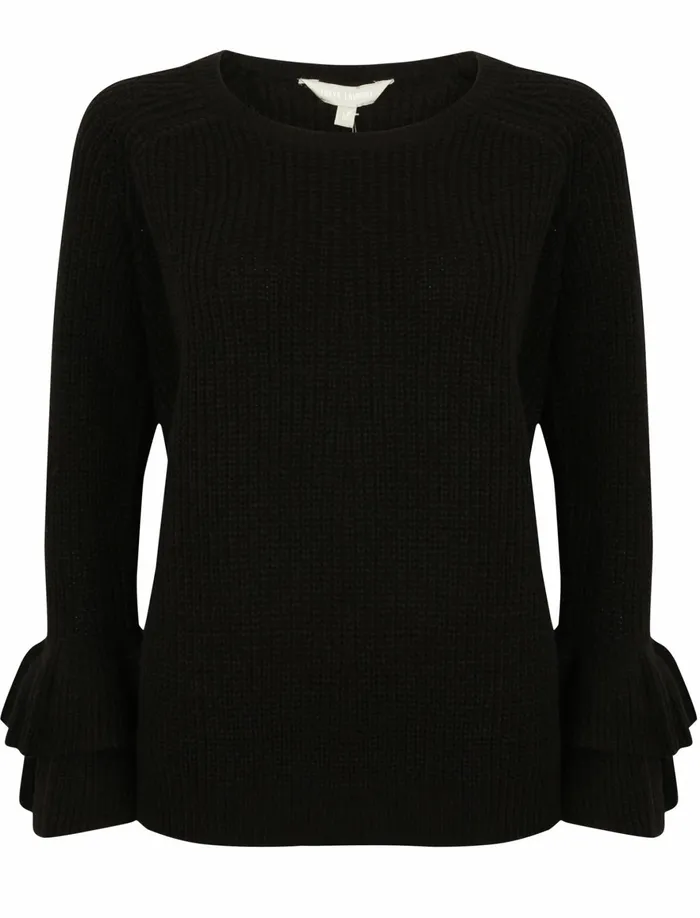 Women Jumpers and Cardigans Tokyo Laundry Tl Ocean Jumper With Frill Sleeves In Black 8211 Tokyo Laundry Black