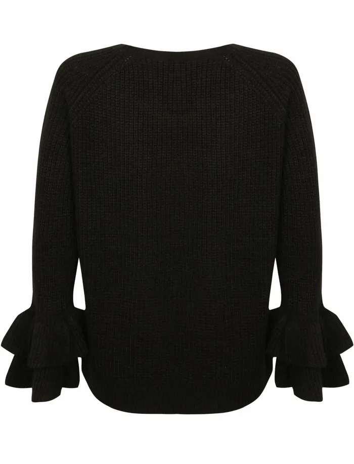 Women Jumpers and Cardigans Tokyo Laundry Tl Ocean Jumper With Frill Sleeves In Black 8211 Tokyo Laundry Black