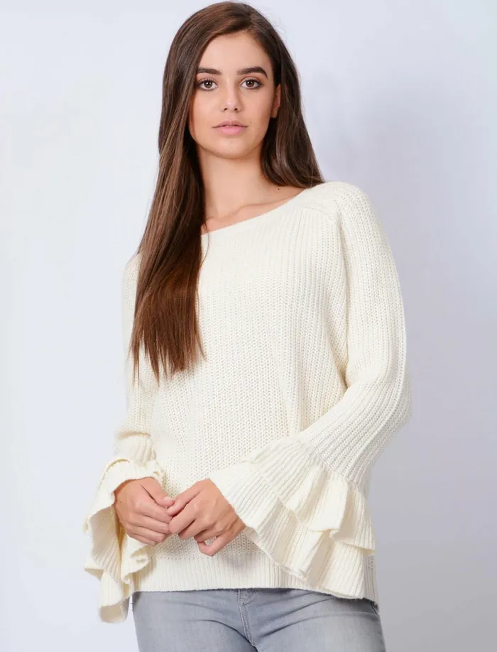 Women Jumpers and Cardigans Tokyo Laundry Tl Ocean Jumper With Frill Sleeves In Clean Cream 8211 Tokyo Laundry Cream Women Jumpers and Cardigans Tokyo Laundry Tl Ocean Jumper With Frill Sleeves In Clean Cream 8211 Tokyo Laundry Cream