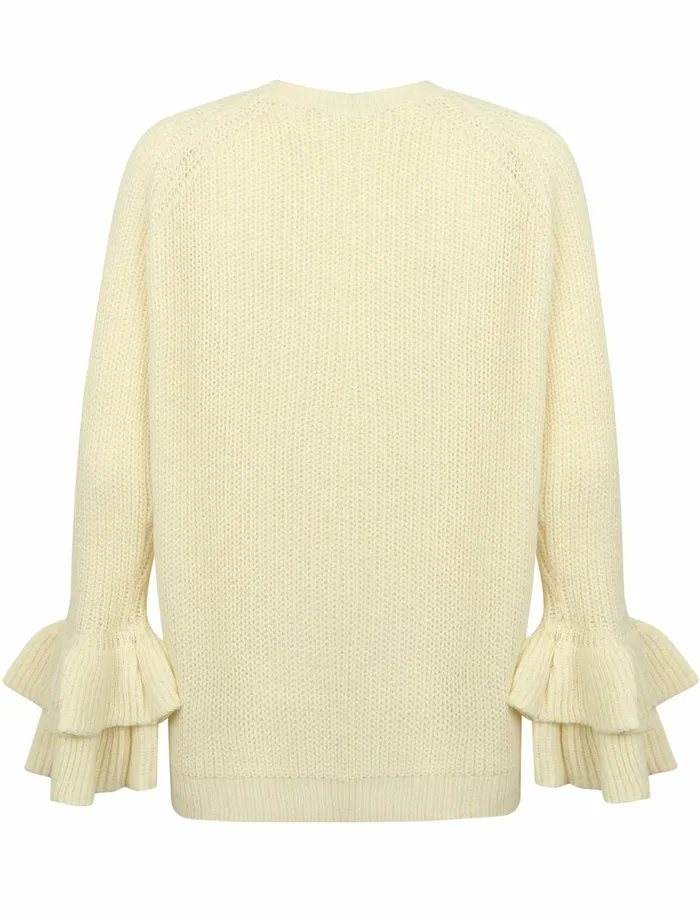 Women Jumpers and Cardigans Tokyo Laundry Tl Ocean Jumper With Frill Sleeves In Clean Cream 8211 Tokyo Laundry Cream