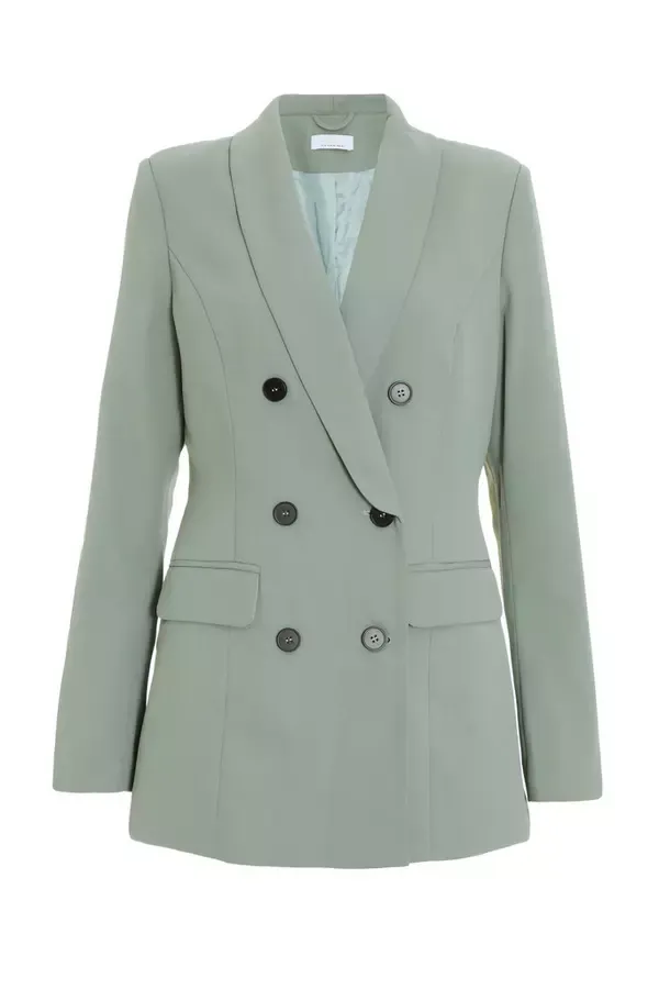 Women Khaki Tailored Blazer Quiz Clothing Blazers