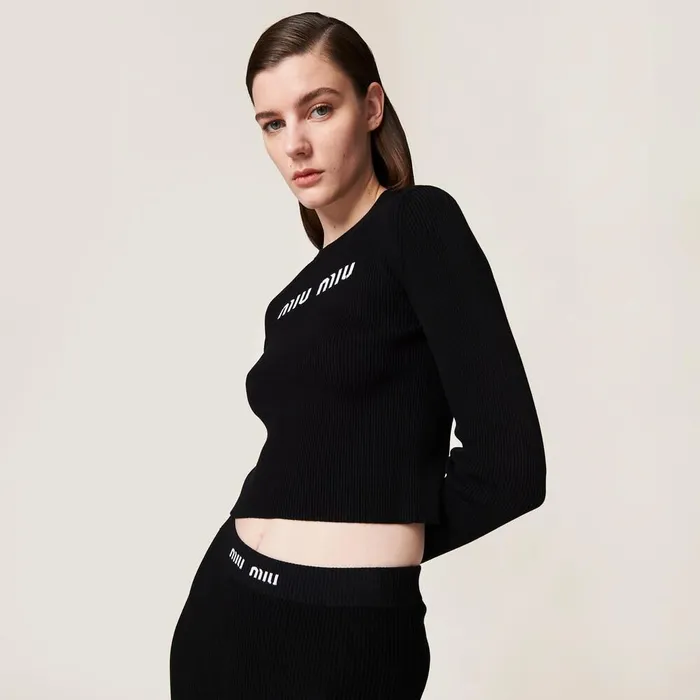 Women Knitwear Miu Miu Viscose Sweater Black Women Knitwear Miu Miu Viscose Sweater Black