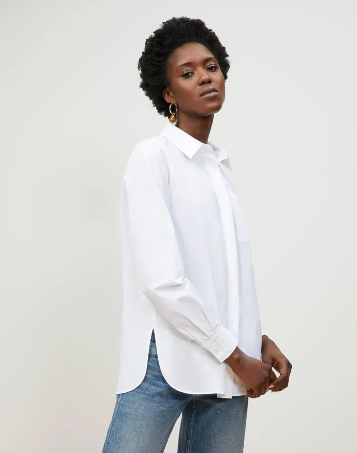 Women Lafayette 148 New York Blouses and Shirts Ruxton Shirt In Italian Sculpted Kindcotton White Women Lafayette 148 New York Blouses and Shirts Ruxton Shirt In Italian Sculpted Kindcotton White