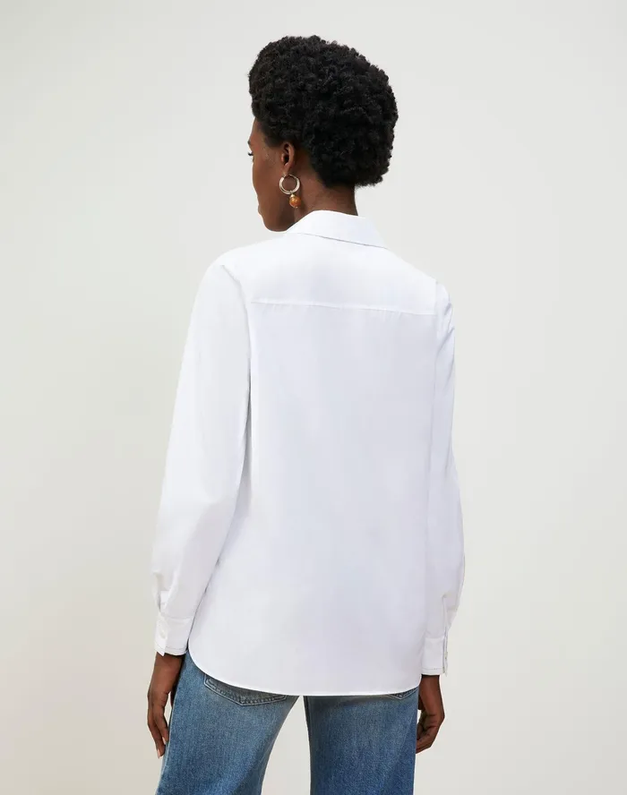 Women Lafayette 148 New York Blouses and Shirts Ruxton Shirt In Italian Sculpted Kindcotton White