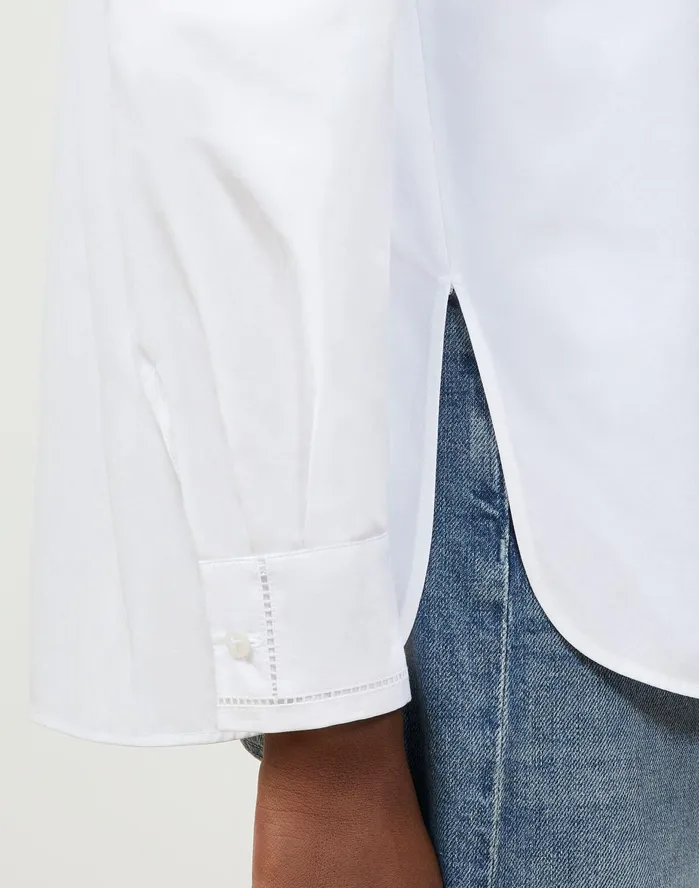 Women Lafayette 148 New York Blouses and Shirts Ruxton Shirt In Italian Sculpted Kindcotton White