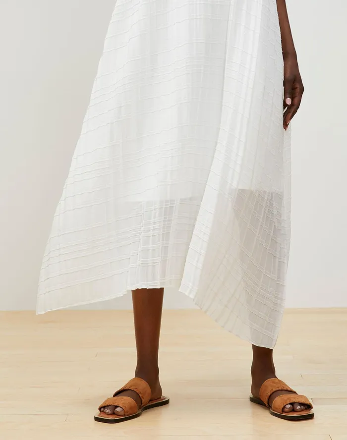 Women Lafayette 148 New York Dresses Giulia Dress In Pliss Chiffon White