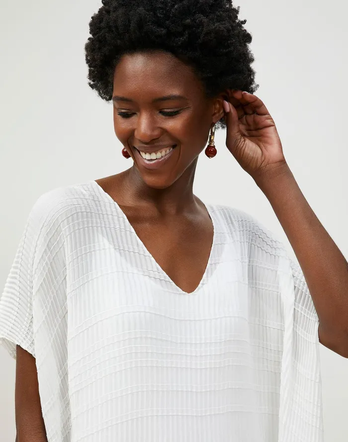 Women Lafayette 148 New York Dresses Giulia Dress In Pliss Chiffon White
