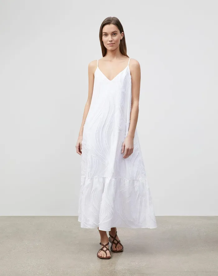 Women Lafayette 148 New York Dresses Josephine Maxi Dress In Aerial Italian Jacquard White
