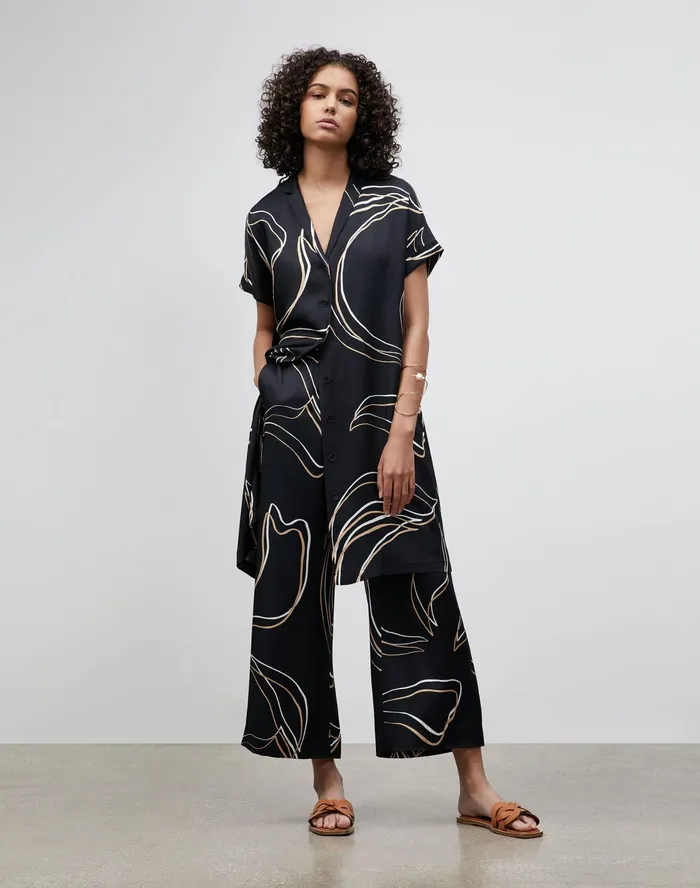 Women Lafayette 148 New York Dresses Petite Sawyer Dress In Garden Contour Print Black Multi
