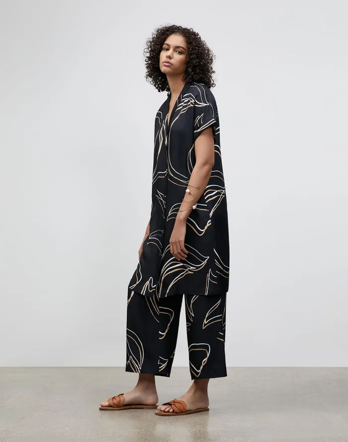 Women Lafayette 148 New York Dresses Petite Sawyer Dress In Garden Contour Print Black Multi